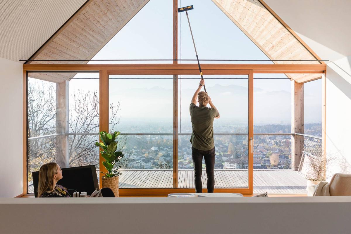 The easiest way to clean high windows